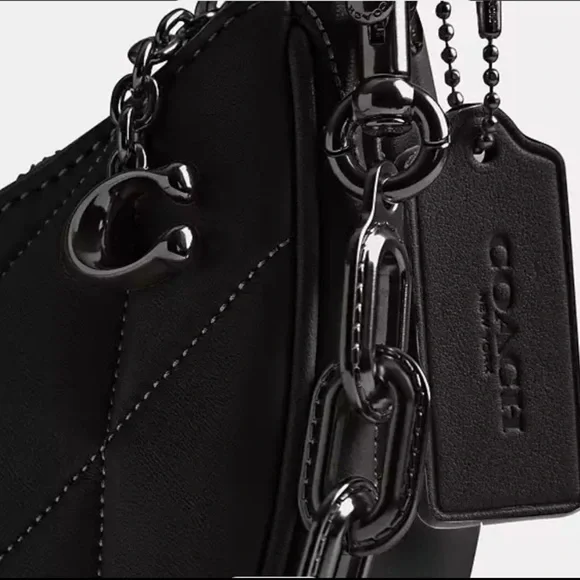 Coach Mira Quilted Leather Shoulder Crossbody Bag In Black - Picture 5 of 11